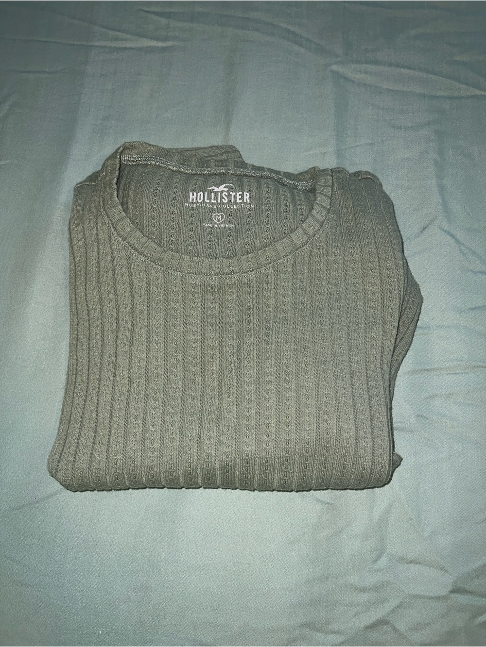 Hollister Women’s Ribbed Crewneck long sleeved top - green